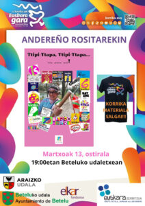 Andereño Rosita. Korrika Kulturala Betelu. Kartela